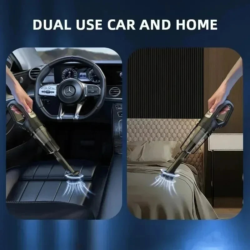 Handheld cordless car vacuum, USB rechargeable, powerful suction for pet hair & easy auto interior cleaning. Portable.