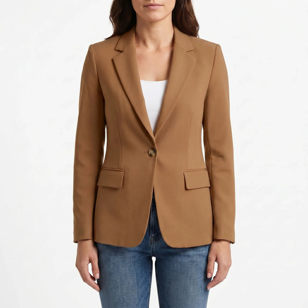 Versatile women's elegant tailored jacket, single-button blazer for professional & chic style.