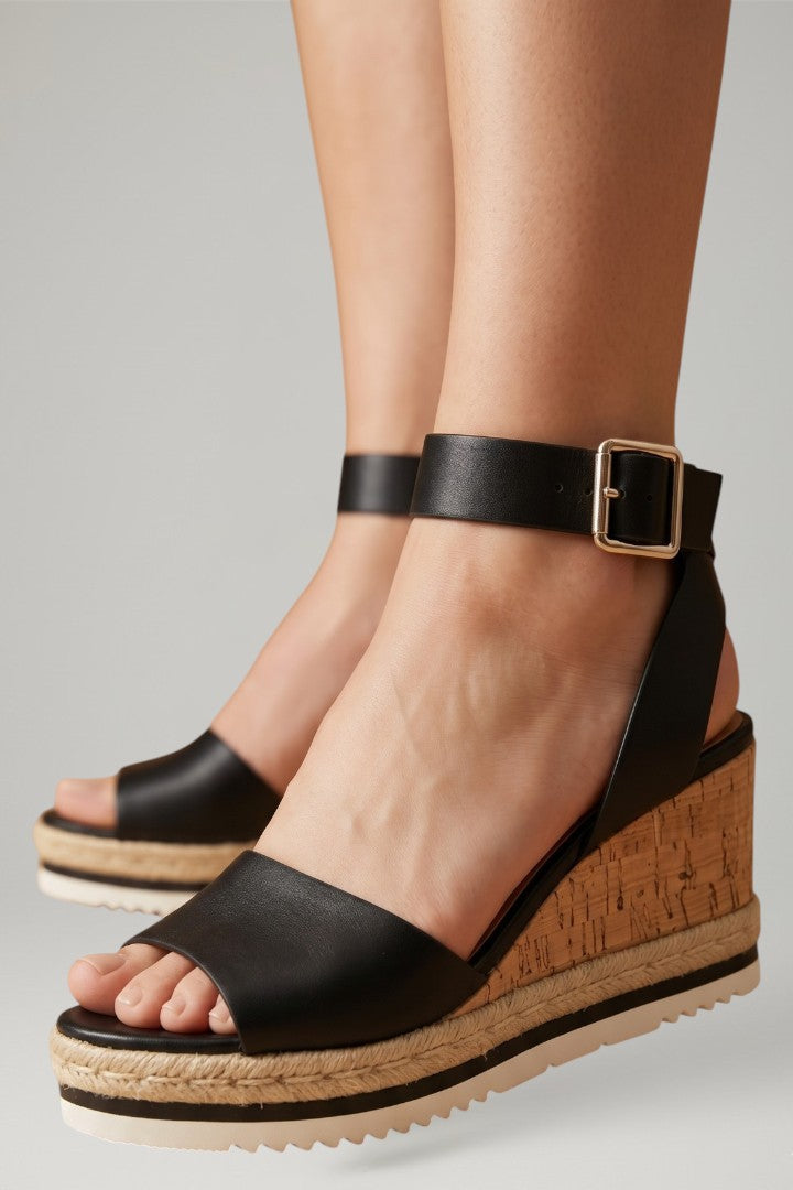 Versatile women's wedge heel sandals with secure strap for a comfortable, elegant fit, suitable for any summer occasion.