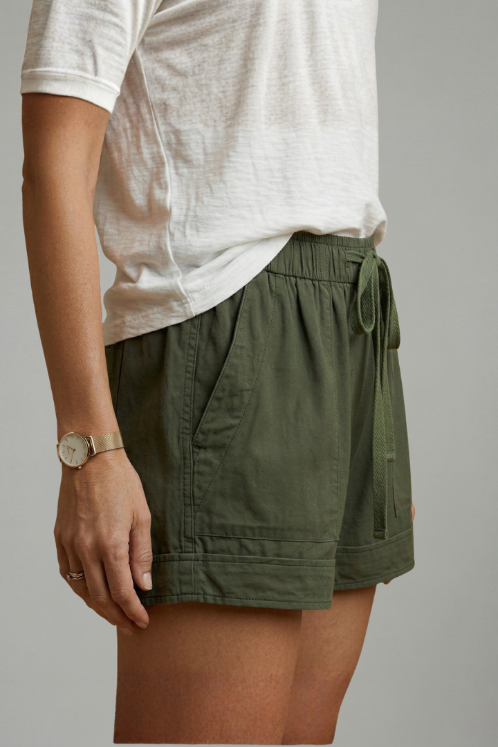 Drawstring women's shorts, a comfortable relaxed fit for warm weather comfort.
