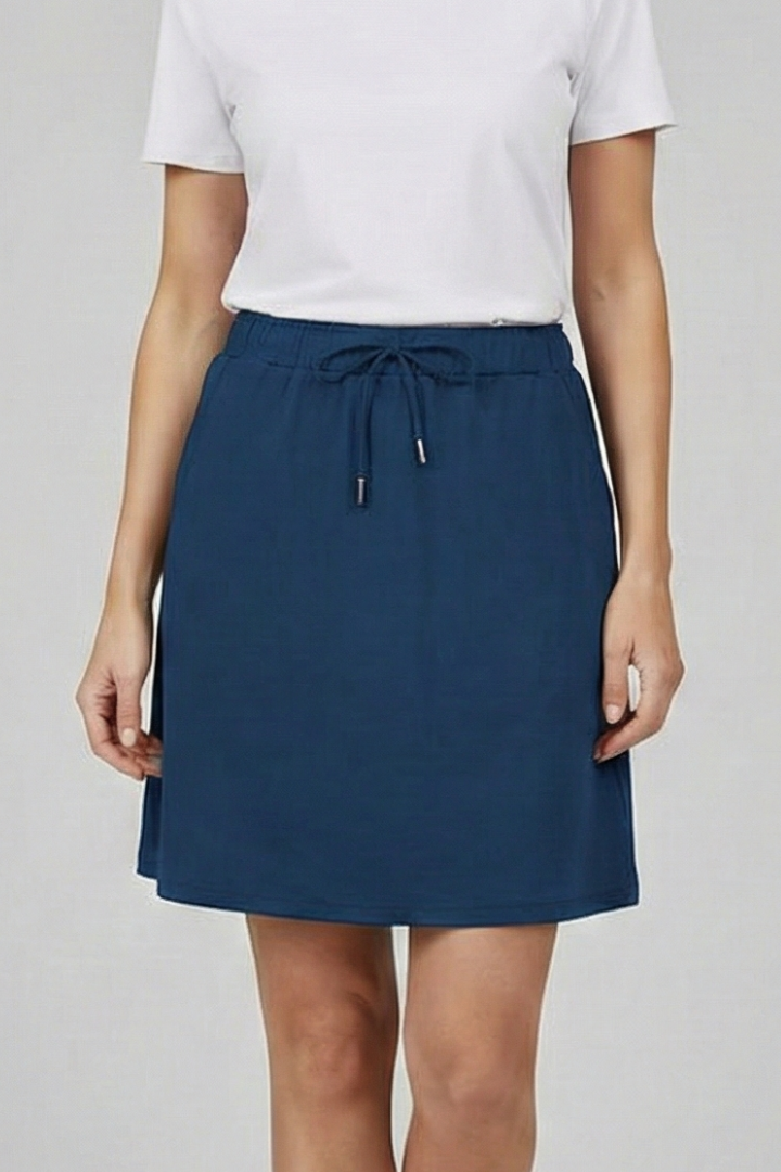 Plain woven women's skort, perfect for summer & spring. Drawstring, built-in shorts.