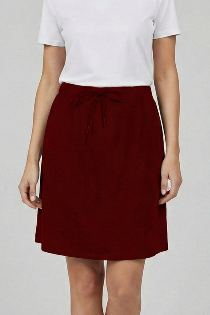 Versatile women's everyday skirt with a drawstring waist & practical built-in shorts.