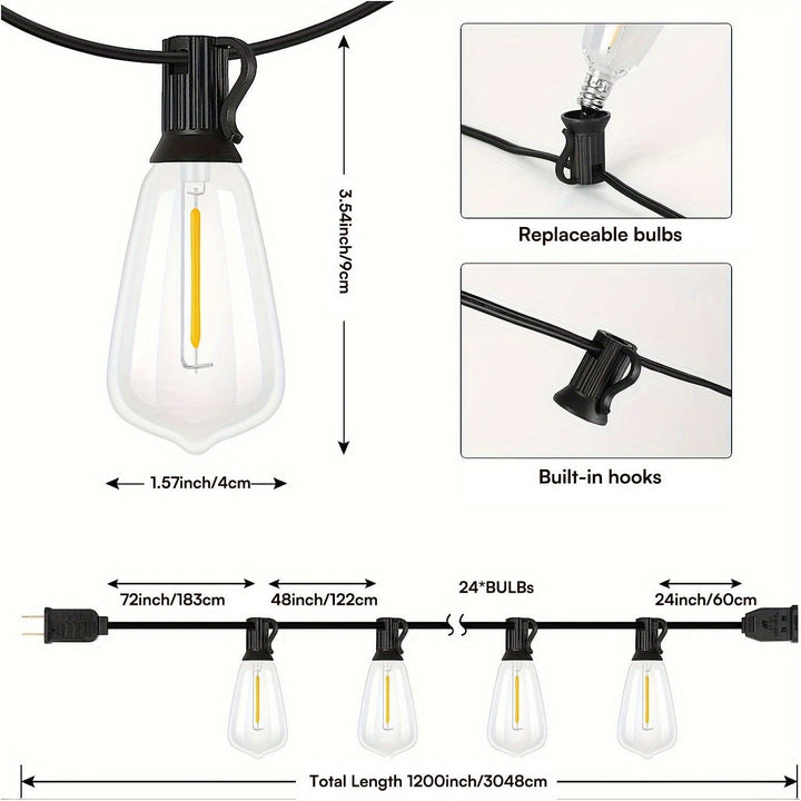 Energy-efficient outdoor solar string lights, perfect for patio lighting.