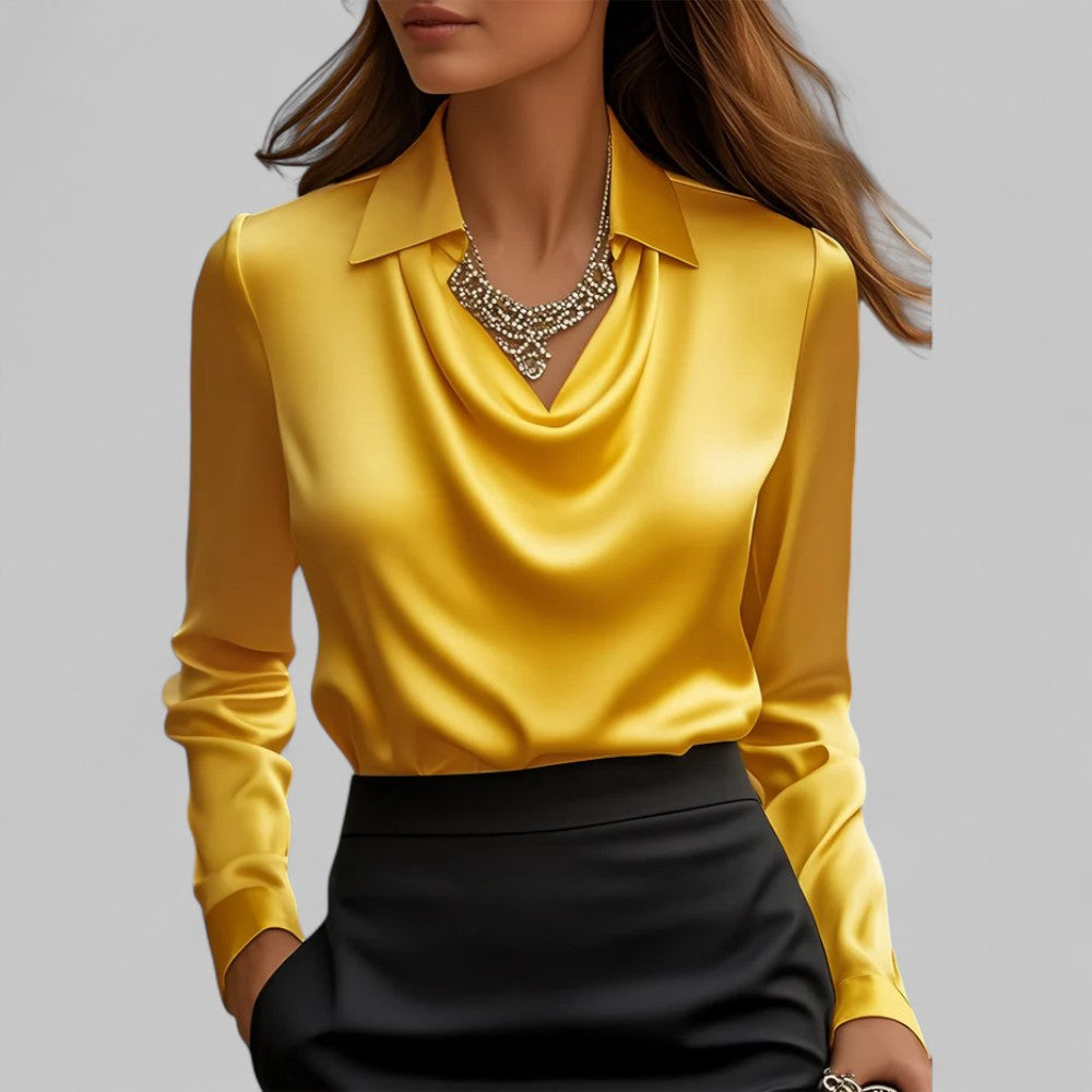 Effortless fashion: Women's draped neck long sleeve blouse. Comfortable & stylish, suitable for any occasion.