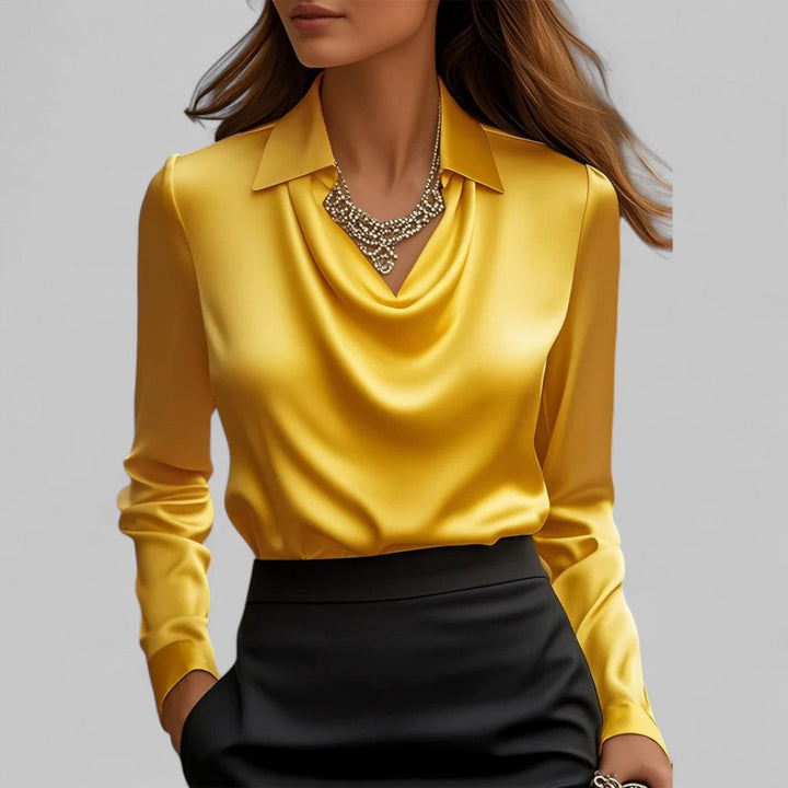 Effortless fashion: Women's draped neck long sleeve blouse. Comfortable & stylish, suitable for any occasion.