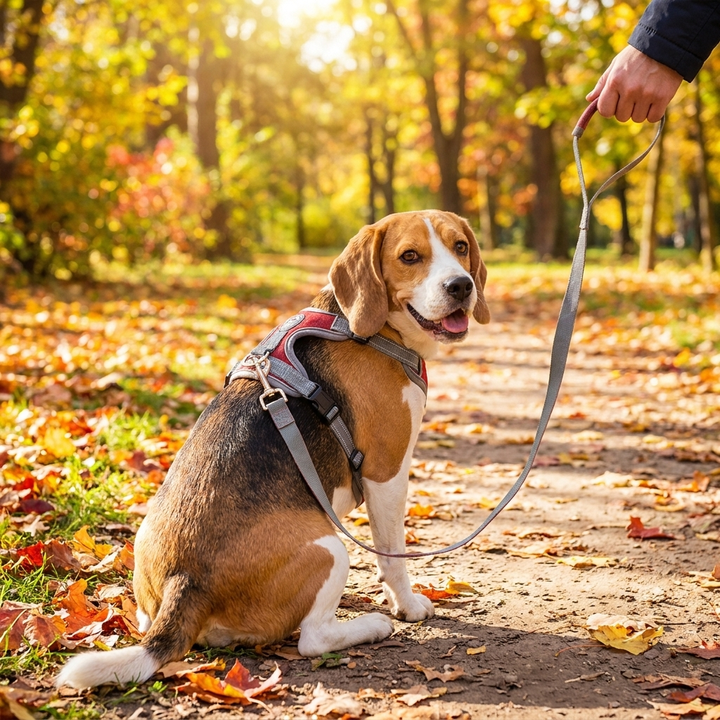 Adjustable dog comfort harness & leash set made of durable Oxford fabric for small to large dogs. Ideal for safe dog walking.