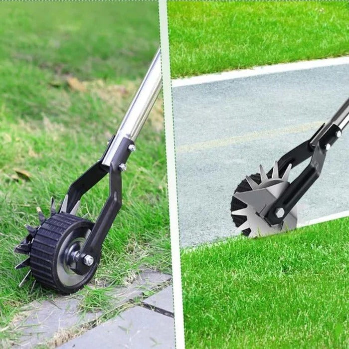 Durable manual lawn edger with an adjustable handle, ideal for creating perfect, defined garden borders easily.