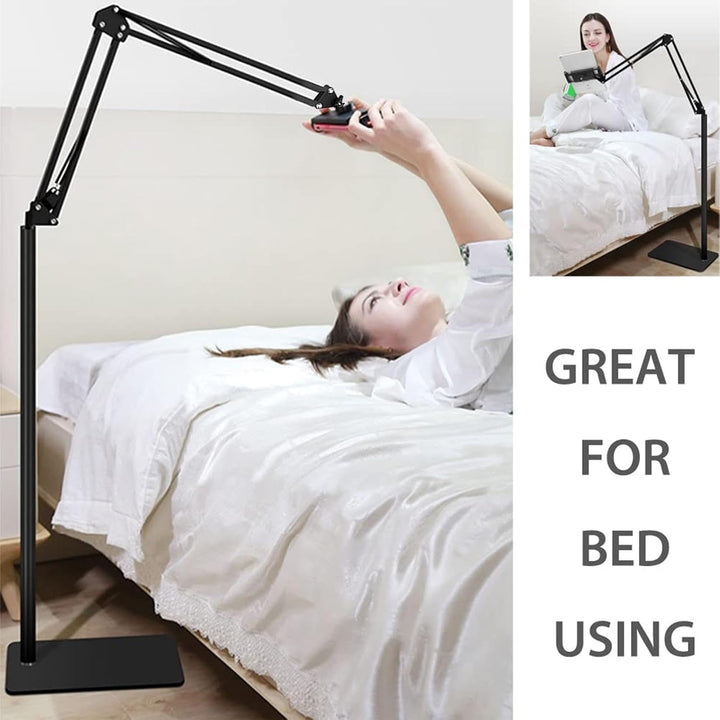 Movira 360° adjustable floor stand for phones & tablets. Ergonomic design, universal mount for hands-free tech use.