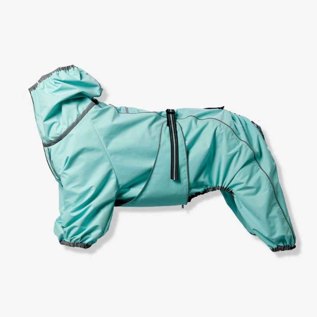 Durable waterproof dog rain coat for ultimate protection against rain. Adjustable design offers comfort for all dog breeds.