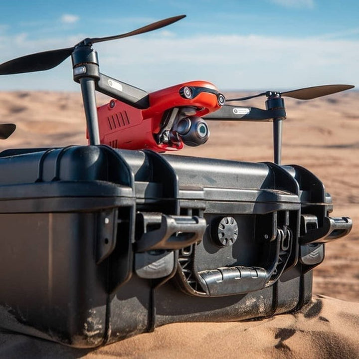 AeroPro 4K UHD Camera Drone flying outdoors, capturing stunning aerial photography with extended flight.