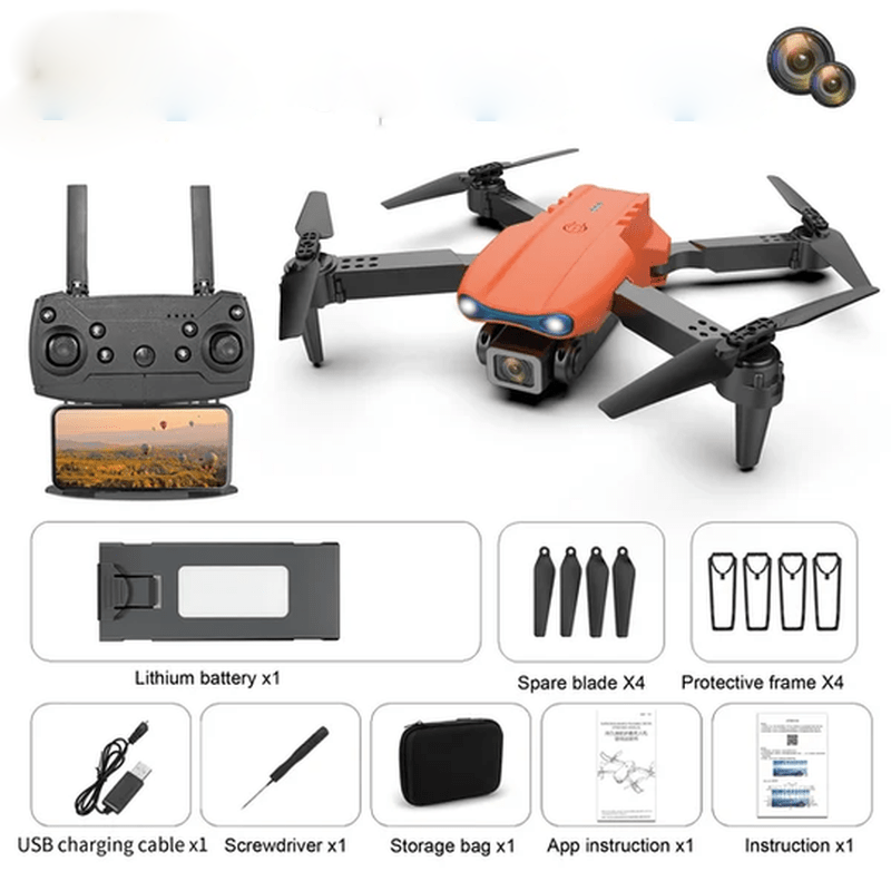 AeroPro 4K UHD Camera Drone packaging, detailing features for aerial photography & video enthusiasts.