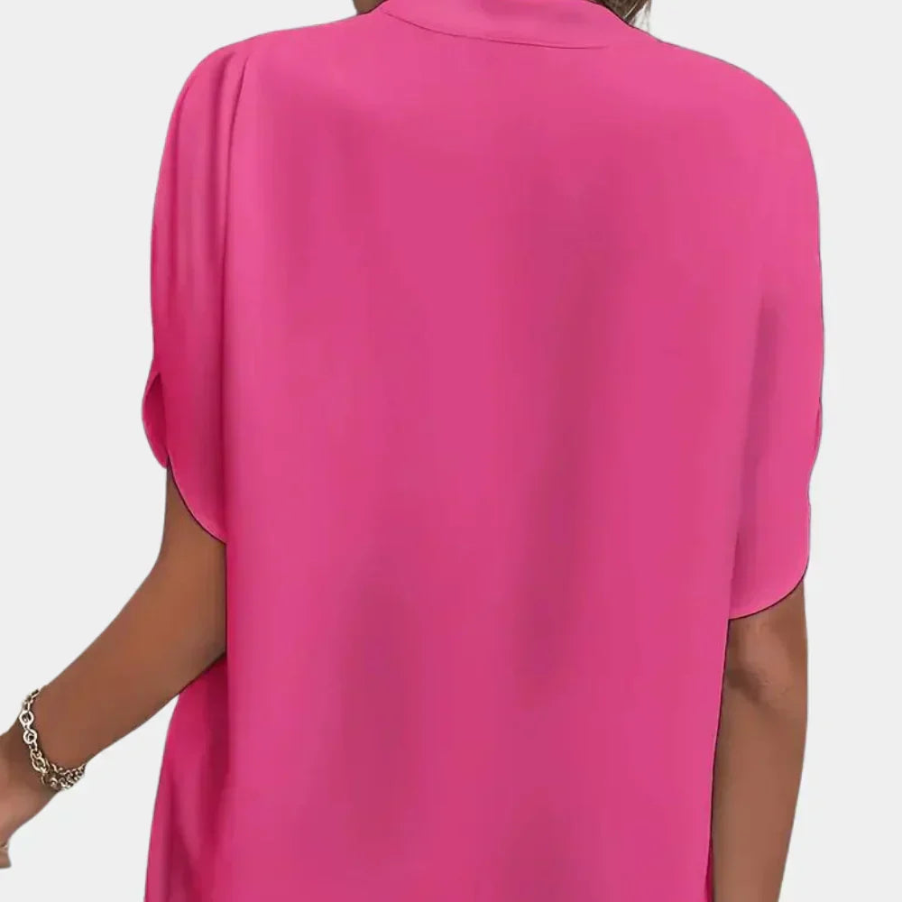 Ella colorful short sleeve summer blouse, airy and feminine for women.
