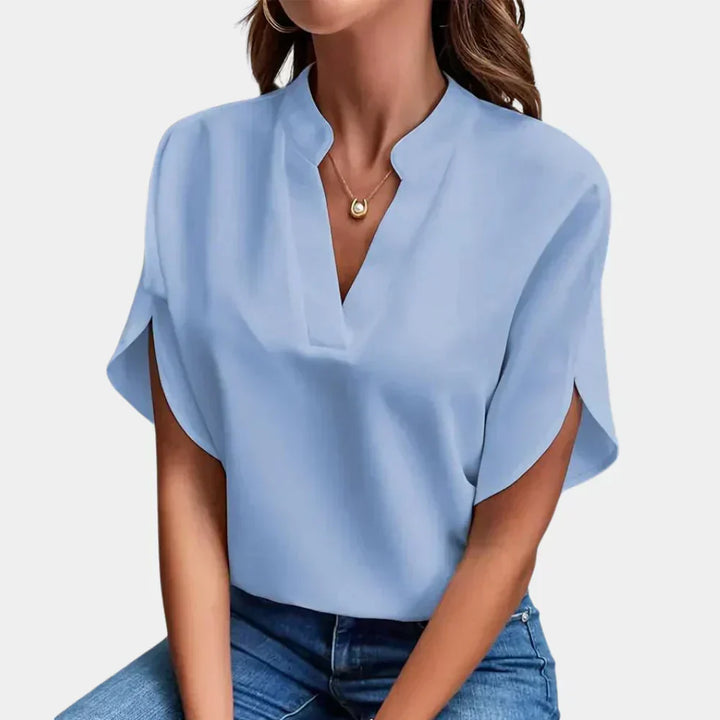 Ella women's breezy short sleeve summer blouse, a comfortable and stylish casual shirt.