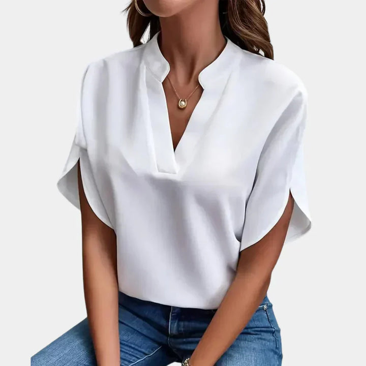 Breezy women's short sleeve summer blouse, loose fit, perfect comfortable top.