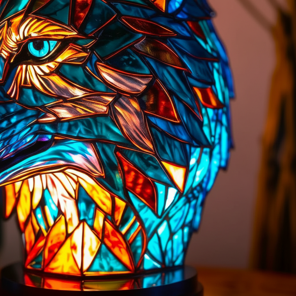 Decorative animal head mosaic table lamp, GleamPaw. Artistic design provides ambient light for home decor.