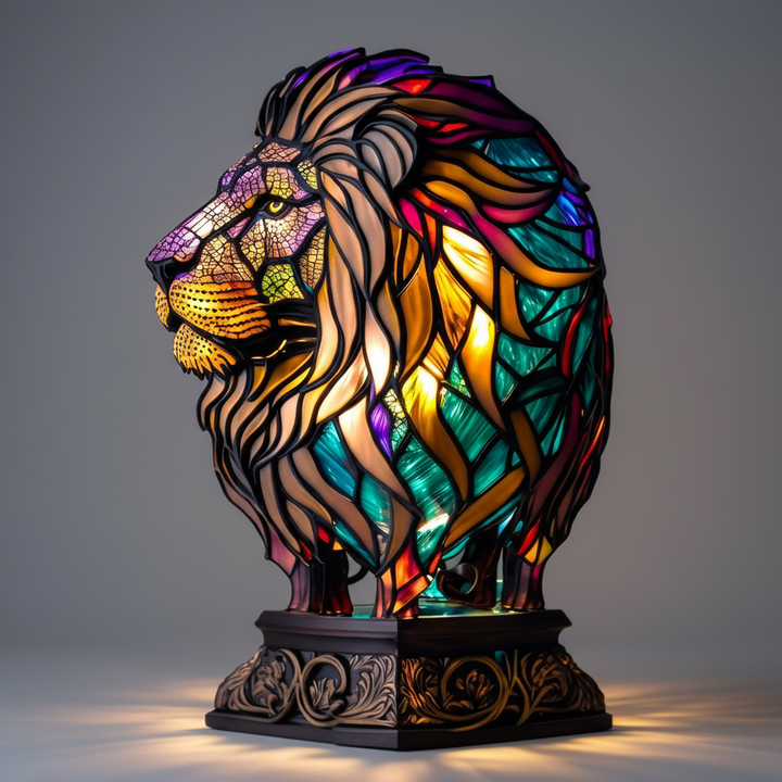 Thoughtful unique gift: Handmade mosaic animal head table lamp, a stunning piece of artistic home decor.