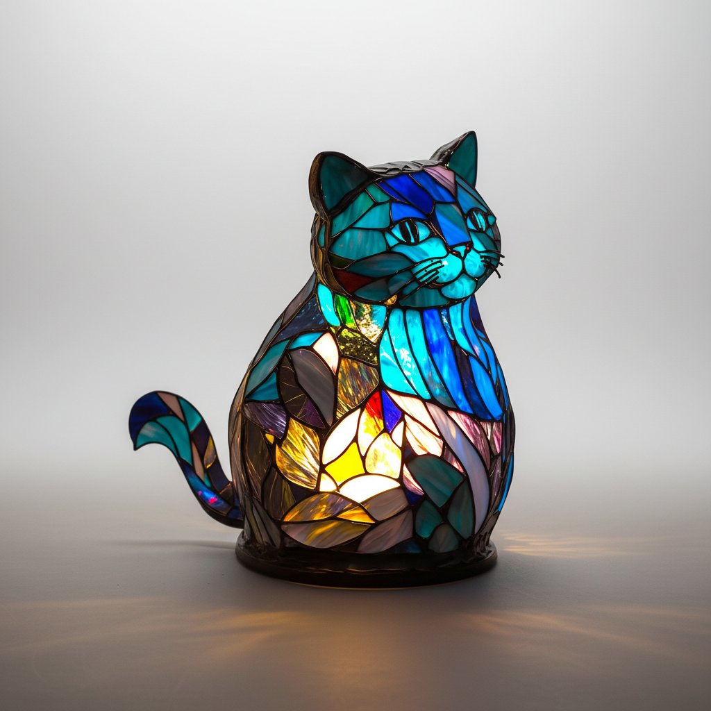 Unisex artistic mosaic animal table lamp. GleamPaw brightens living spaces with unique decorative lighting.