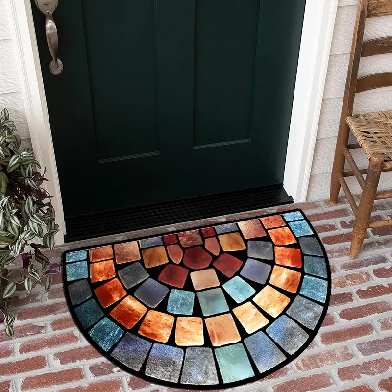 Durable Aurora Stone Tile doormat, elegant mosaic design. Non-slip indoor/outdoor floor mat for stylish home entry.