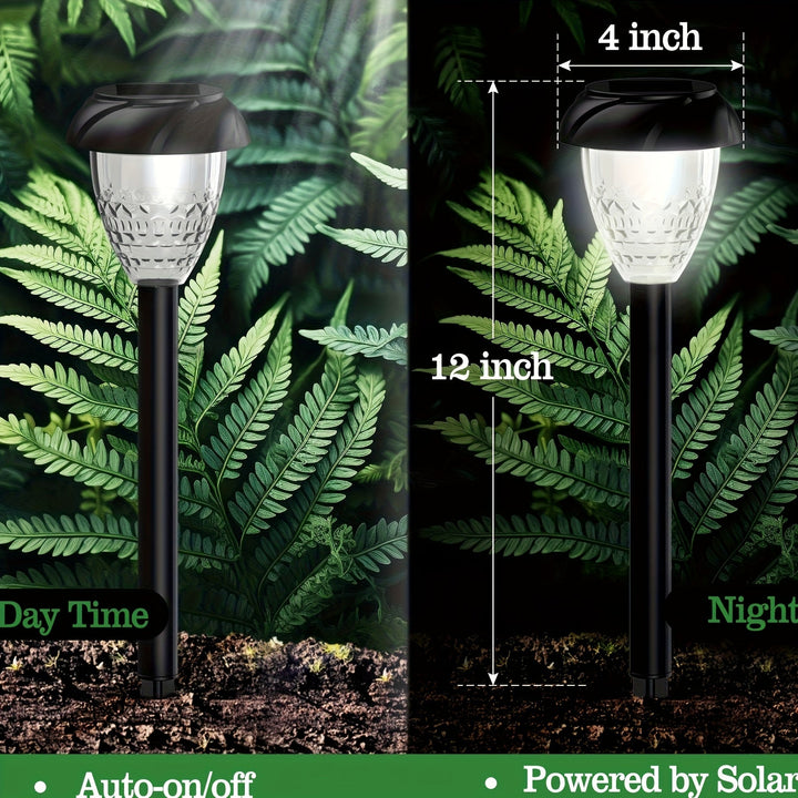 Weather-resistant Tavvitaimp18 solar garden lights with auto on/off, emitting an elegant white glow (10-pack).