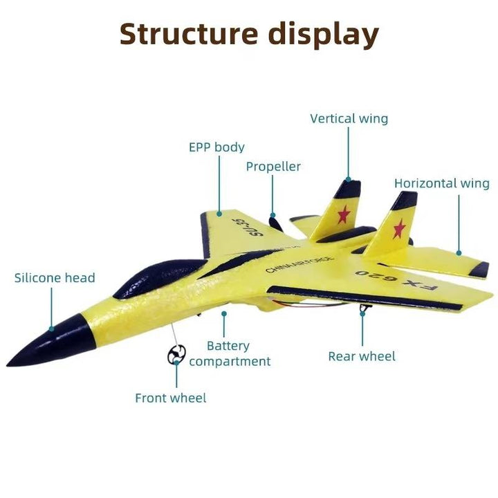 "Beginner RC SU-35 Fighter Plane with LED lights, featuring a sleek design and built for easy, stable flights."