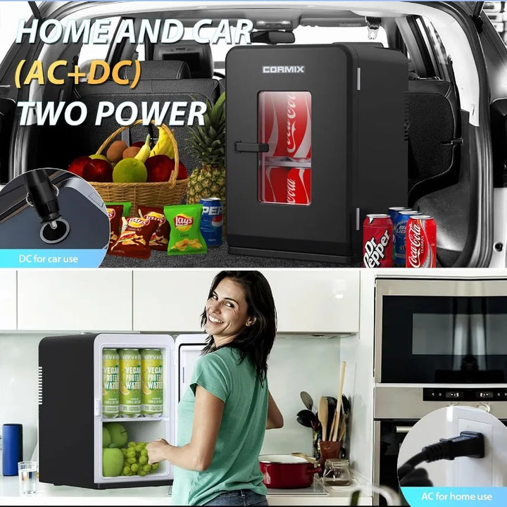 Sleek black 15L compact personal cooler. Versatile mini fridge & warmer for car, home, and travel essentials.