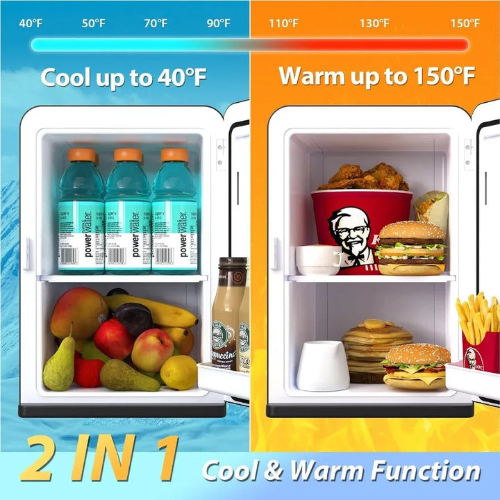 15L car fridge & food warmer, a portable travel cooler for road trips. Compact design fits any vehicle.