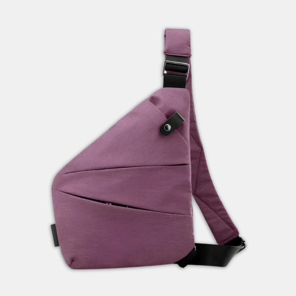 Gray anti-theft crossbody, secure unisex chest bag for city exploration.