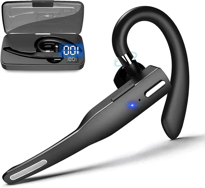 Men's wireless Bluetooth headset with advanced noise cancellation & dual mics for crystal-clear calls.
