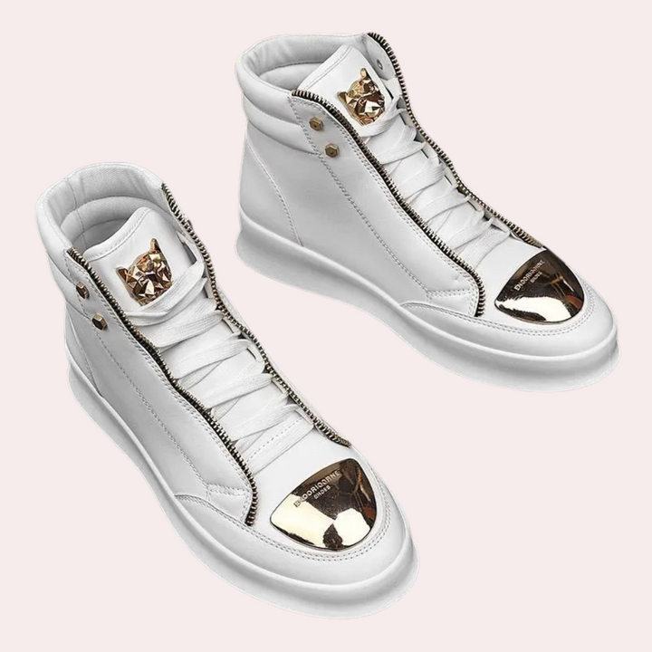 Comfortable men's high-top sneakers. Stylish athletic shoes designed for versatile urban and street fashion.