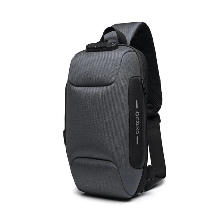 Stylish unisex anti-theft crossbody bag, ideal for travel, featuring secure zippers & a convenient USB charging port.