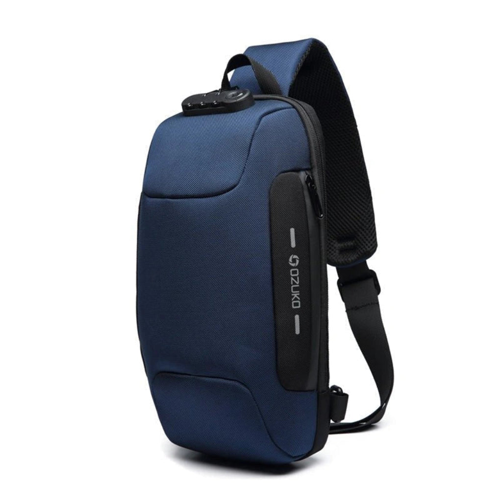 Secure anti-theft shoulder bag with RFID protection & USB charging for safe travel; a unisex commuter daypack.