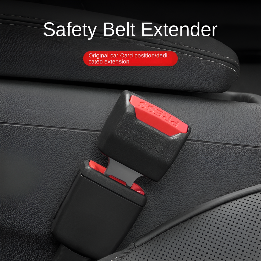 Black universal car seat belt extender (2-pack) for enhanced safety & comfort in any vehicle. Easy install auto accessory.