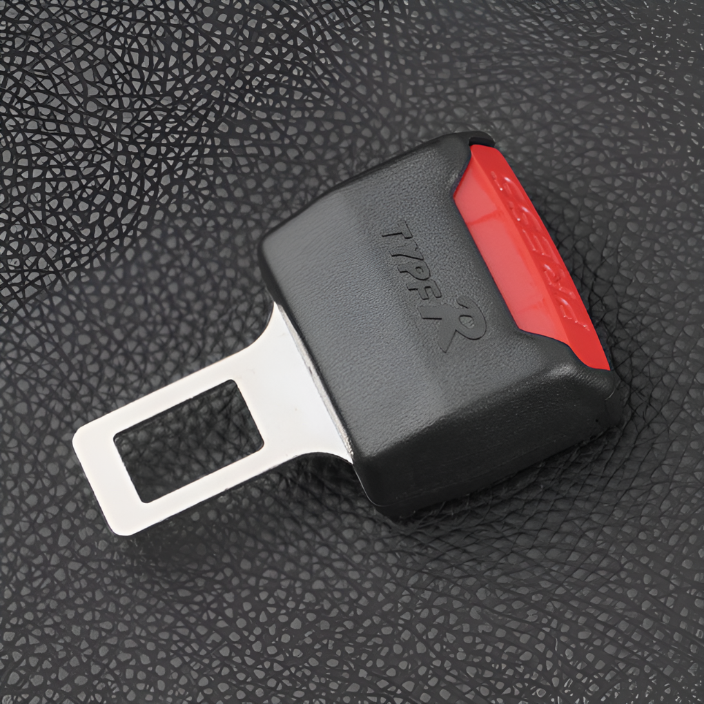 Two black universal seat belt extenders, a key car safety accessory for secure & comfortable auto driving.
