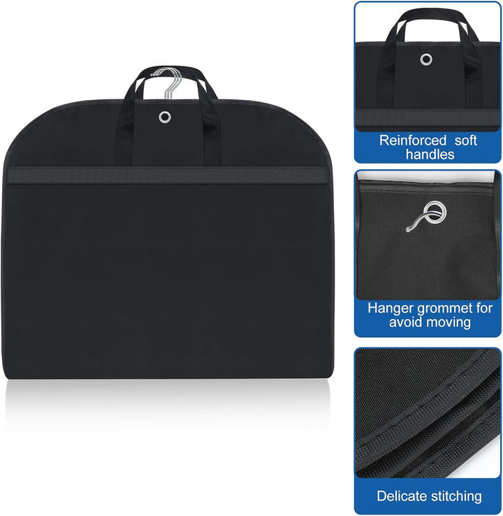 Gusseted waterproof garment bag 2-pack for men's & women's suits, dresses. Ideal travel & home storage solution.