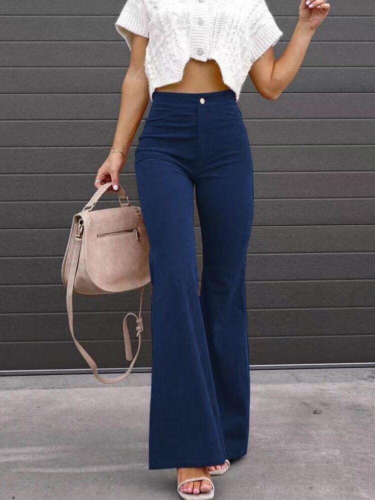 Brown high waist flare pants for women, comfortable and chic for various casual and work settings.