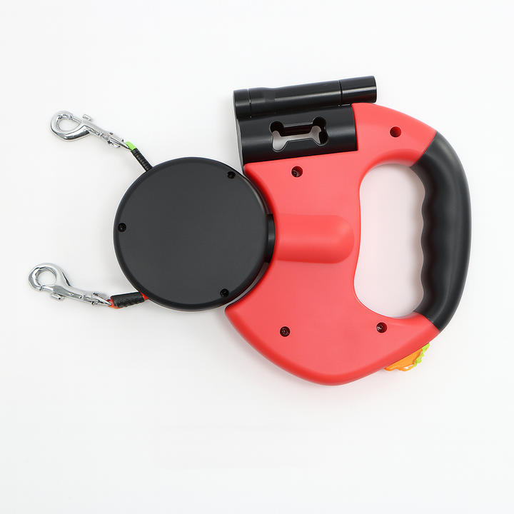 Unisex dual retractable dog leash, 360° swivel for easy, tangle-free walks. Quality dog supplies.