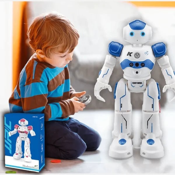 Red interactive learning robot, a perfect gift for boys and girls interested in technology.