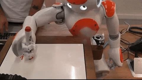 Engaging red smart robot, stimulating creativity and problem-solving through interactive play.