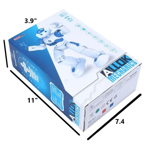 Smart robot toy in its box, highlighting features like gesture control and educational play for gifting.