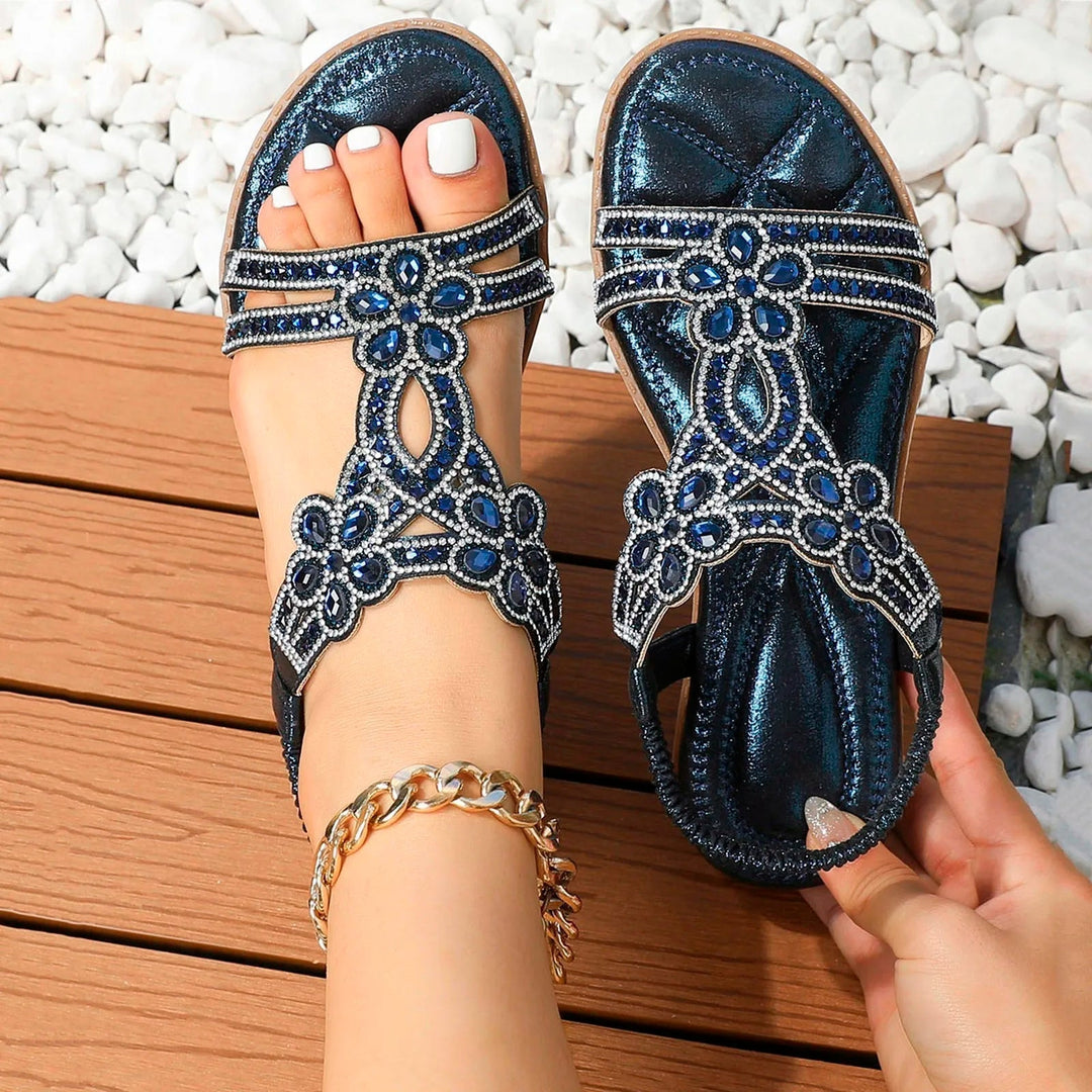 Women's casual boho sandals with cushioning for everyday comfort. Ideal summer slip-on footwear.