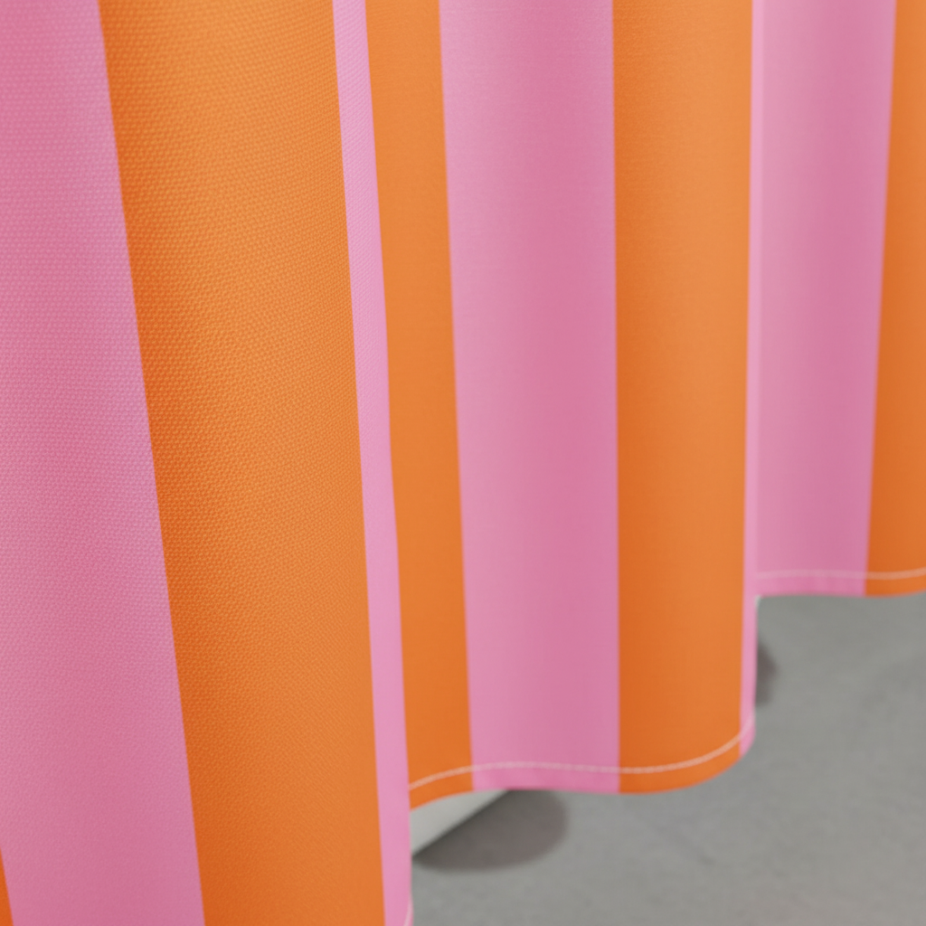 Stylish boho striped shower curtain, water repellent fabric for a fresh & modern bathroom look.