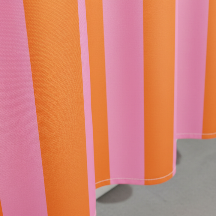 Stylish boho striped shower curtain, water repellent fabric for a fresh & modern bathroom look.