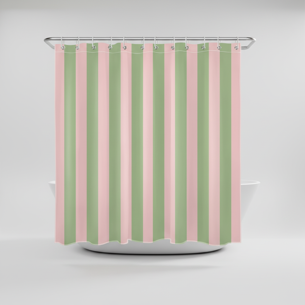 Home decor: Boho striped fabric shower curtain, adding a colorful and stylish touch to bathrooms.