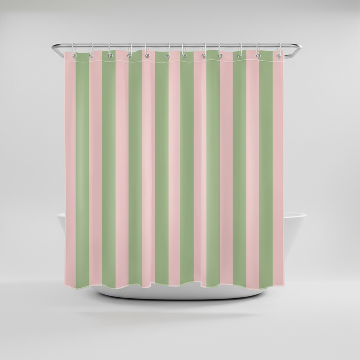 Home decor: Boho striped fabric shower curtain, adding a colorful and stylish touch to bathrooms.