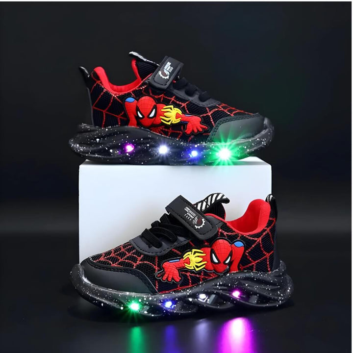 Colorful LED light-up kids' sneakers, perfect for toddlers & youth, with secure velcro and comfy fit for play.