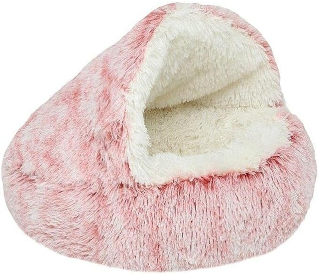 Ultimate pet comfort: Calming Cozy Cave Dog Bed for deep sleep, anxiety relief, plush & washable.