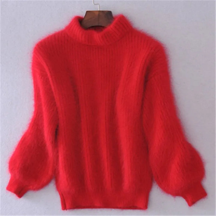 Women's round neck long sleeve sweater, a cozy & comfortable knit pullover. Stylish top for fall & winter.
