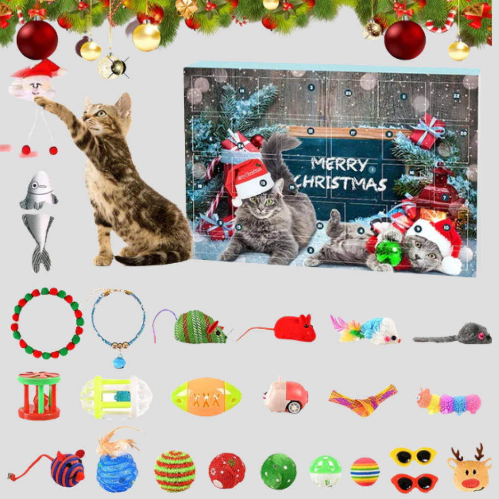 Cat Toy Advent Calendar: 24 interactive toys for feline fun & Christmas countdown. Perfect holiday gift for cats.