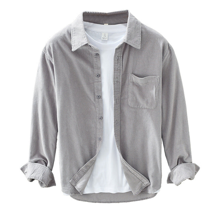 Men's long sleeve button-up casual shirt. Stylish, textured top for everyday fashion & layering.