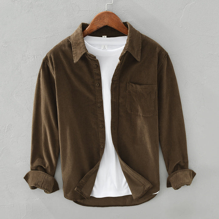 Men's smart casual long sleeve button-up shirt, great for fall outfits, winter fashion & layering.